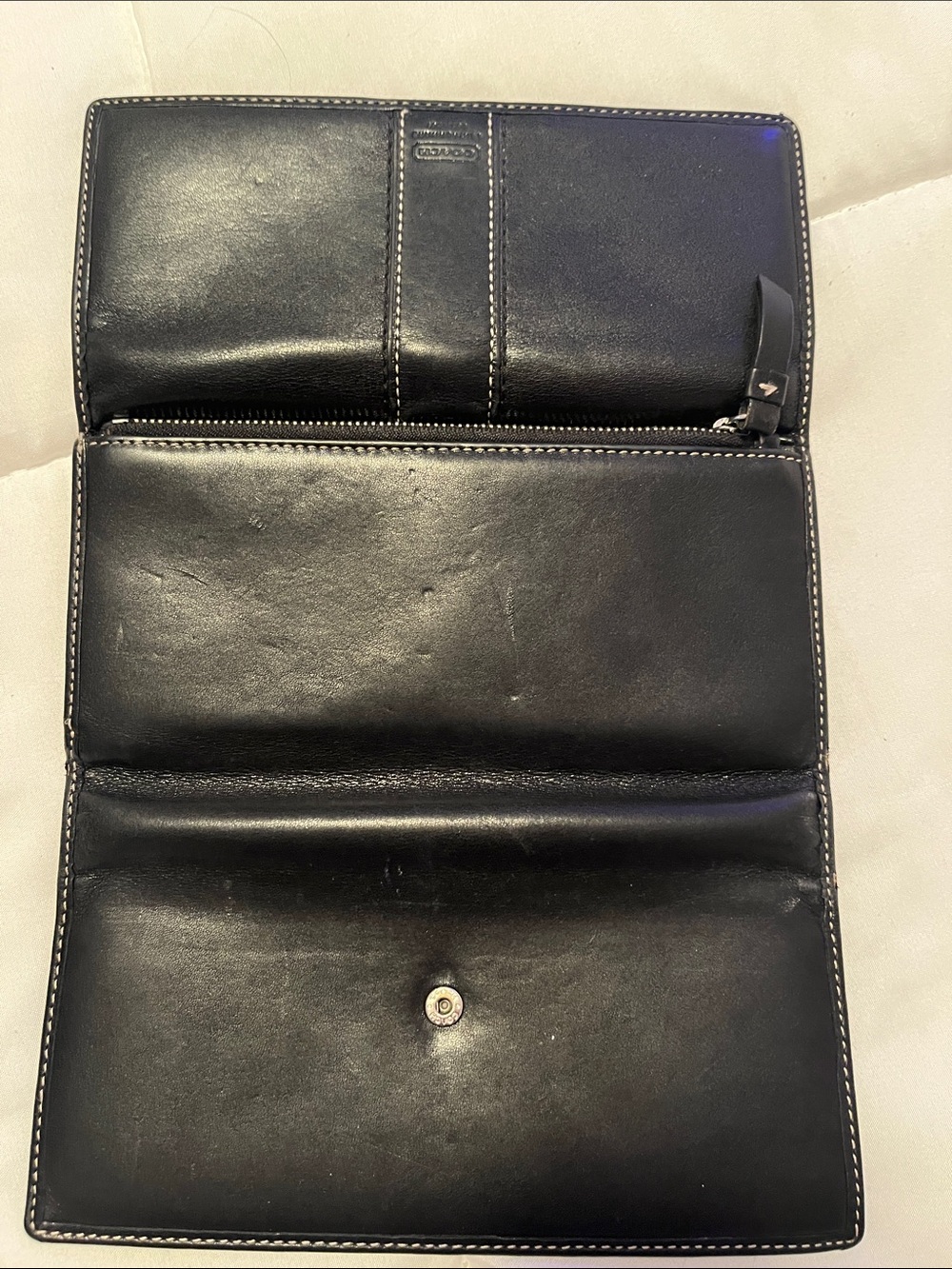 Coach Black Leather Continental Wallet with Contrast Stitching 8 x 4 - Picture 5 of 5
